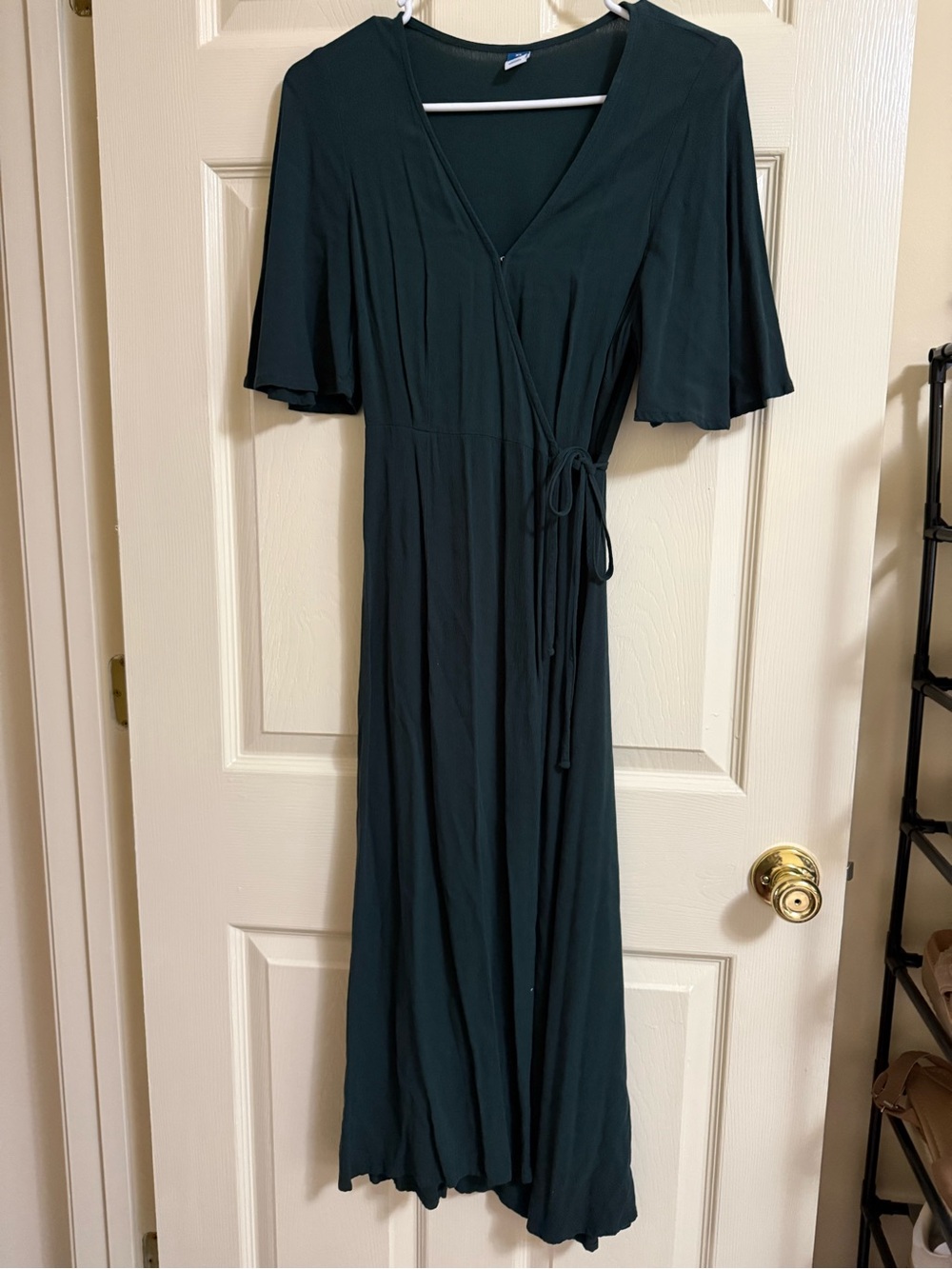 Old Navy Dark Green Wrap Maxi Dress with Tie Waist